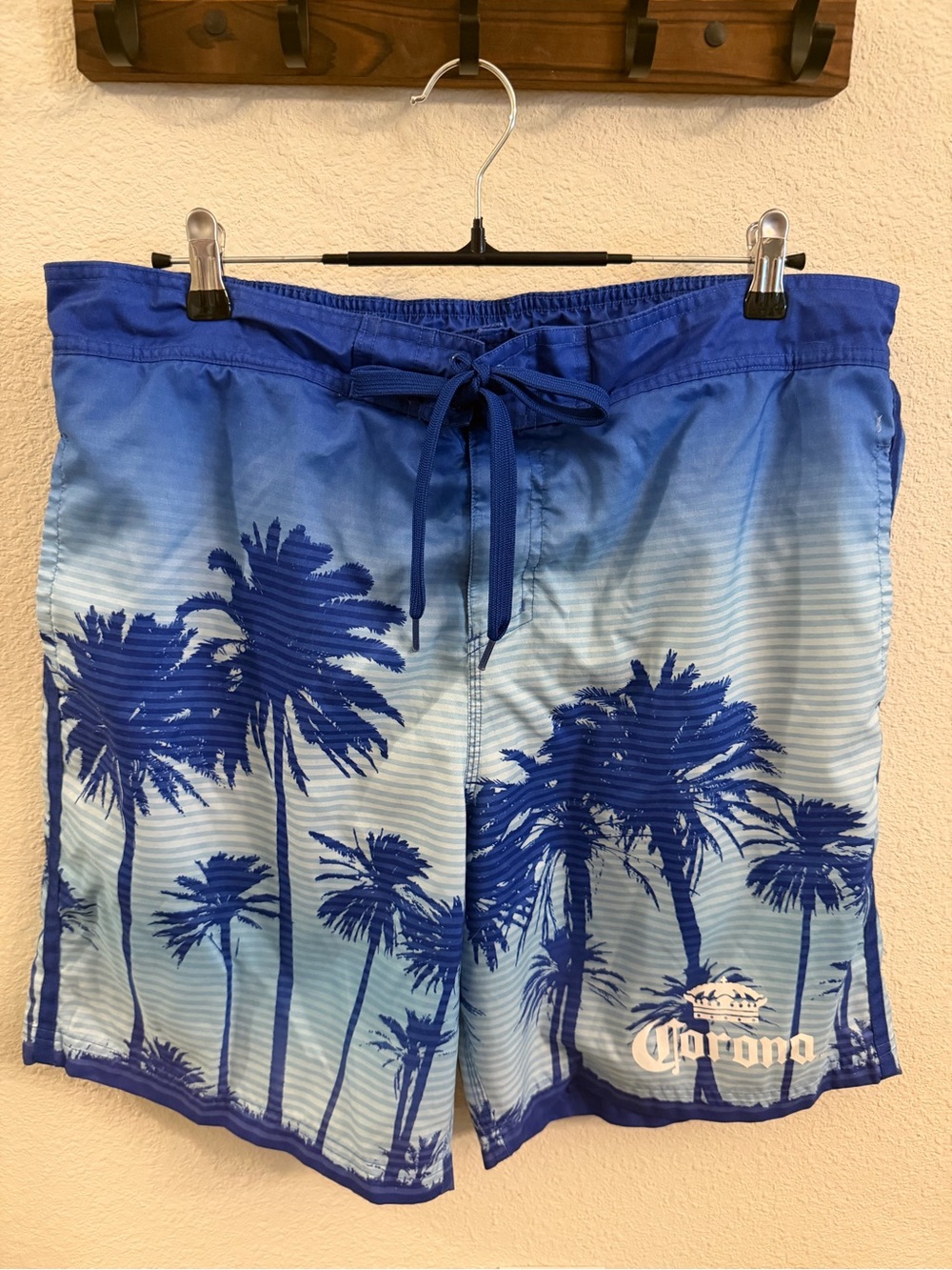 Corona Blue Ombre Palm-Print Swim Shorts